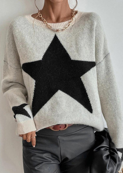 Stylish Apricot Stars Pattern Knit Sweaters Fall QY008 BB-ZS-WM-NTP241002
