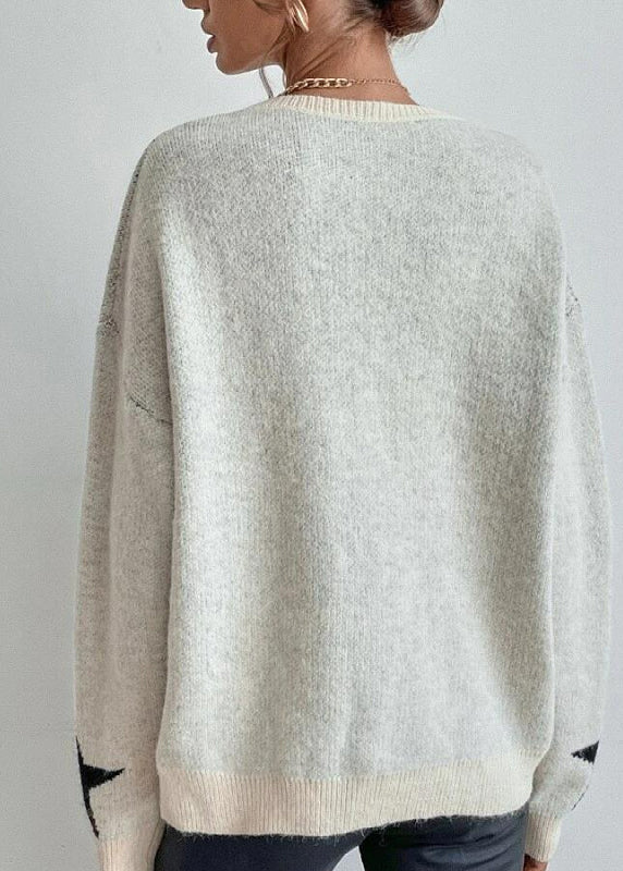 Stylish Apricot Stars Pattern Knit Sweaters Fall QY008 BB-ZS-WM-NTP241002