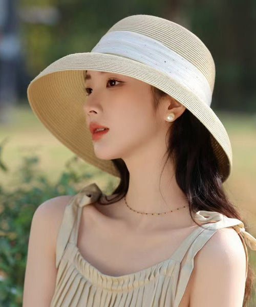 Floppy Straw Beige Woven Hat Stylish Breathable Sun FashionChic