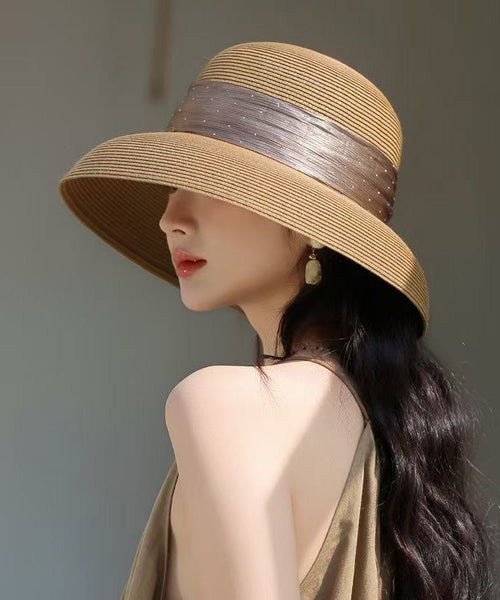 Floppy Straw Beige Woven Hat Stylish Breathable Sun FashionChic