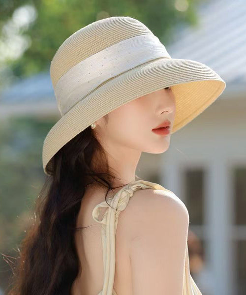 Floppy Straw Beige Woven Hat Stylish Breathable Sun FashionChic
