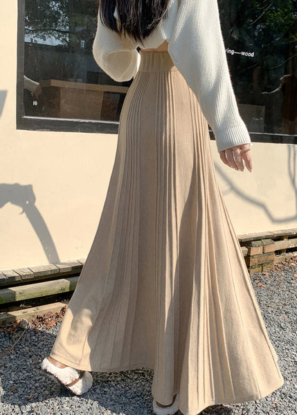Stylish Beige Exra Large Hem Knit A Line Skirt Spring YP055 ABC