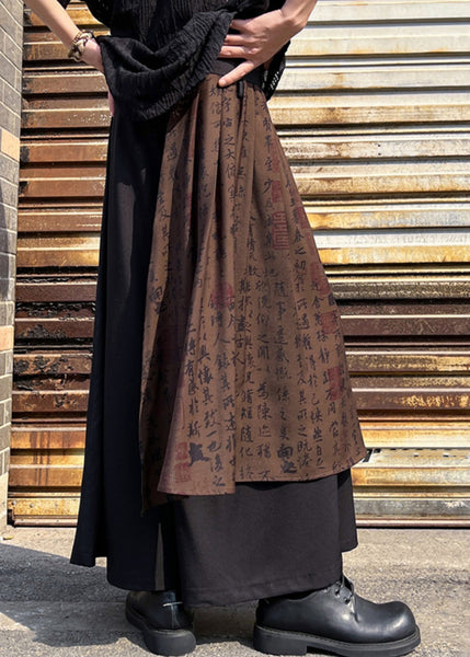 Stylish Black Asymmetrical Pockets Print Cotton Men Pants Summer SA009 Men-casual-MENP240726