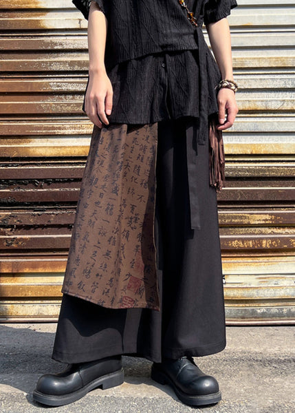 Stylish Black Asymmetrical Pockets Print Cotton Men Pants Summer SA009 Men-casual-MENP240726