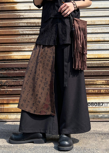 Stylish Black Asymmetrical Pockets Print Cotton Men Pants Summer SA009 Men-casual-MENP240726