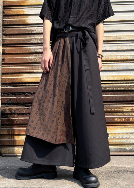 Stylish Black Asymmetrical Pockets Print Cotton Men Pants Summer SA009 Men-casual-MENP240726