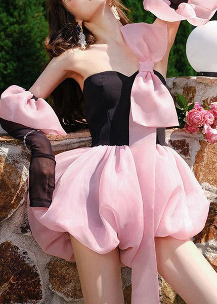 Bow Summer Cotton Jumpsuit Mini Stylish Black Patchwork FashionChic