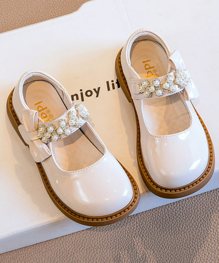 Strap Kids Buckle Girls Shoes Bead Black Loafer Stylish Nail FashionChic