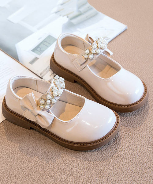 Strap Kids Buckle Girls Shoes Bead Black Loafer Stylish Nail FashionChic