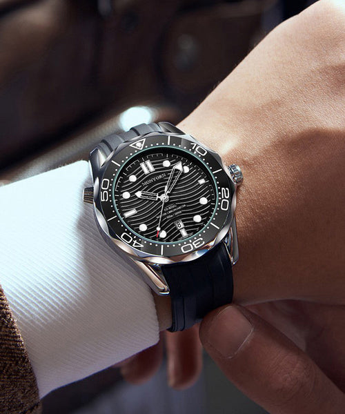Metal Silicone Stylish Quartz Movement Men Black Watches FashionChic