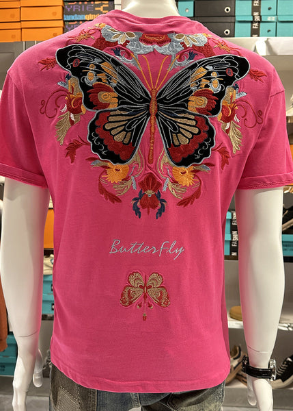 Summer Mens Embroideried Black T O-Neck Stylish Shirt FashionChic