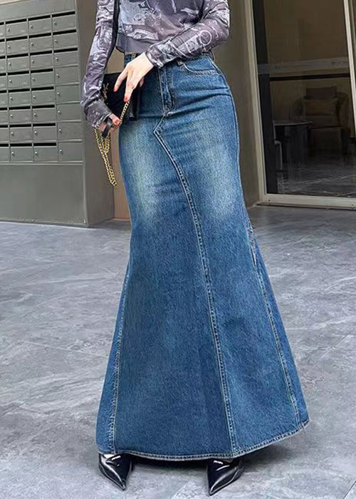 Stylish Black Original Design High Waist Denim Skirt Fall UY047 NZ-SKTS240805