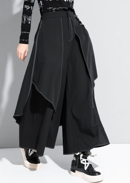 Stylish Black Patchwork High Waist Draping Wide Leg Pants Spring RZ002 ABC