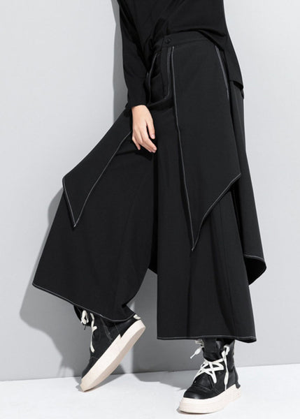 Stylish Black Patchwork High Waist Draping Wide Leg Pants Spring RZ002 ABC