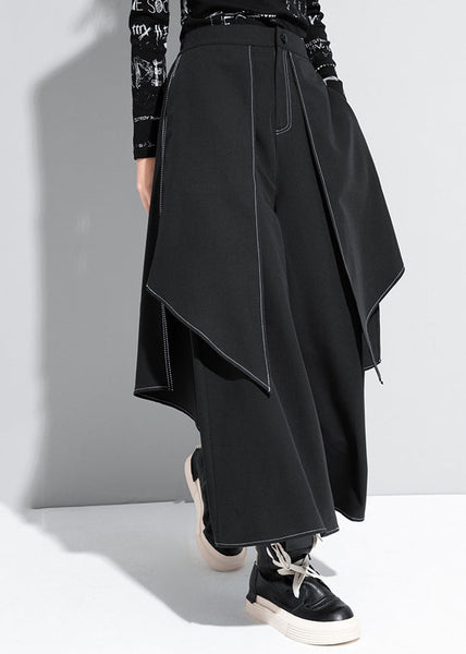 Stylish Black Patchwork High Waist Draping Wide Leg Pants Spring RZ002 ABC