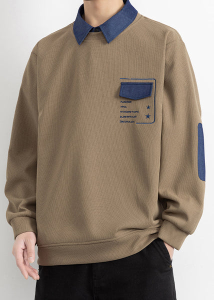 Pieces False Cotton Stylish Peter Patchwork Black Pan Collar Two FashionChic