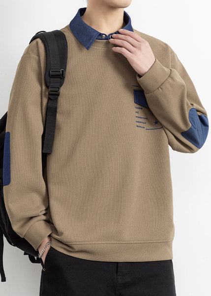 Pieces False Cotton Stylish Peter Patchwork Black Pan Collar Two FashionChic