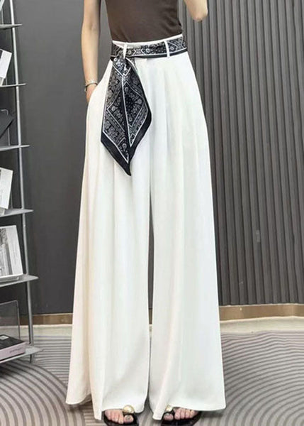 Wide Leg Stylish Pants Waist Black Spandex Fall High Pockets FashionChic