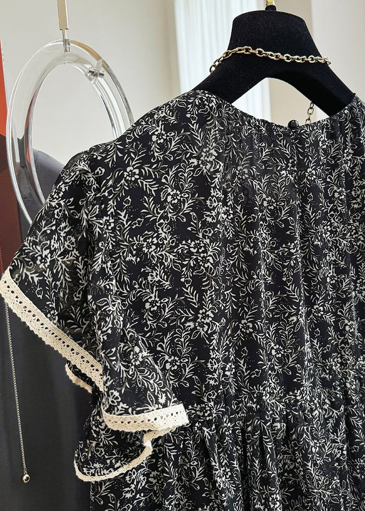 Tanks Chiffon Print Black Butterfly Stylish Sleeve FashionChic