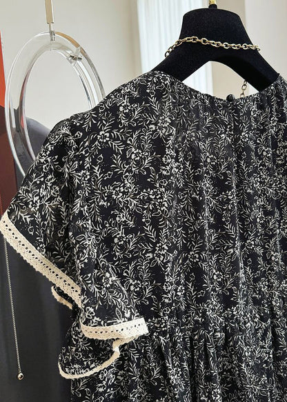 Tanks Chiffon Print Black Butterfly Stylish Sleeve FashionChic