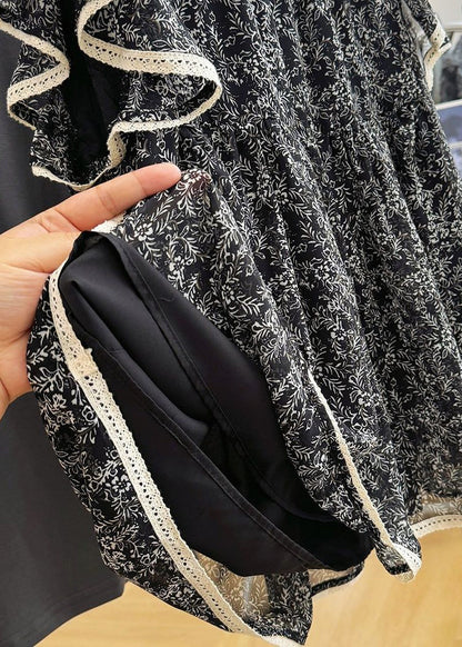 Tanks Chiffon Print Black Butterfly Stylish Sleeve FashionChic