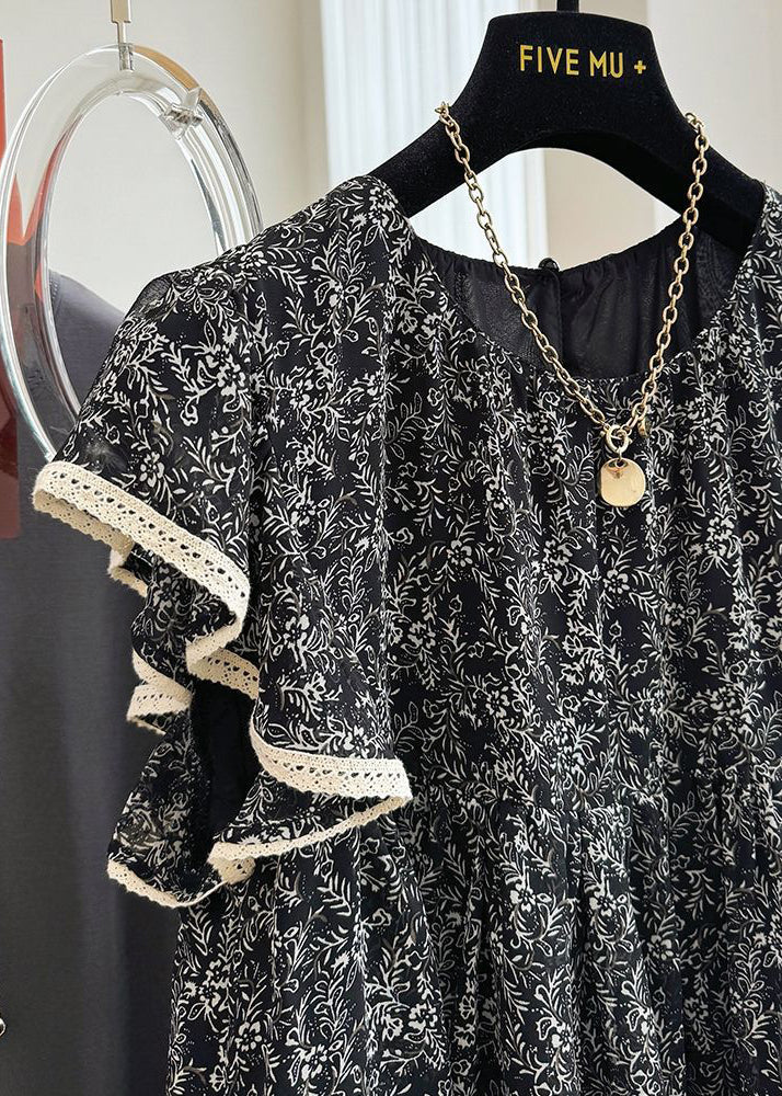 Tanks Chiffon Print Black Butterfly Stylish Sleeve FashionChic