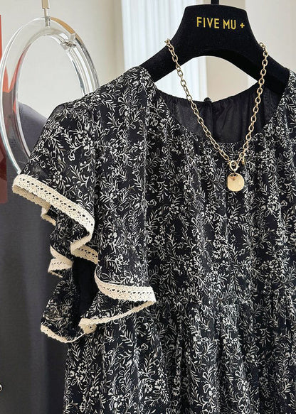 Tanks Chiffon Print Black Butterfly Stylish Sleeve FashionChic