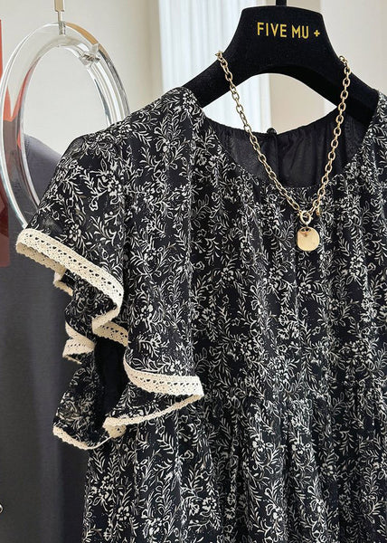 Tanks Chiffon Print Black Butterfly Stylish Sleeve FashionChic