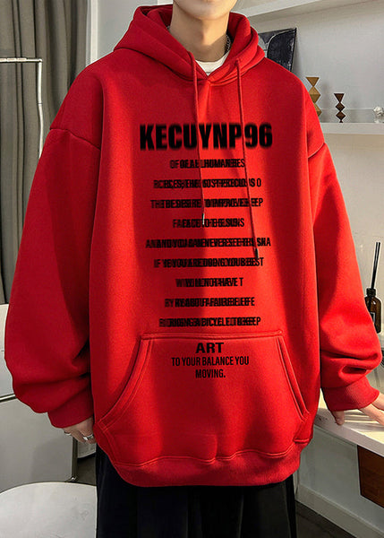 Stylish Black Print Pockets Oversized Cotton Men Sweatshirt Spring YQ022 ABC