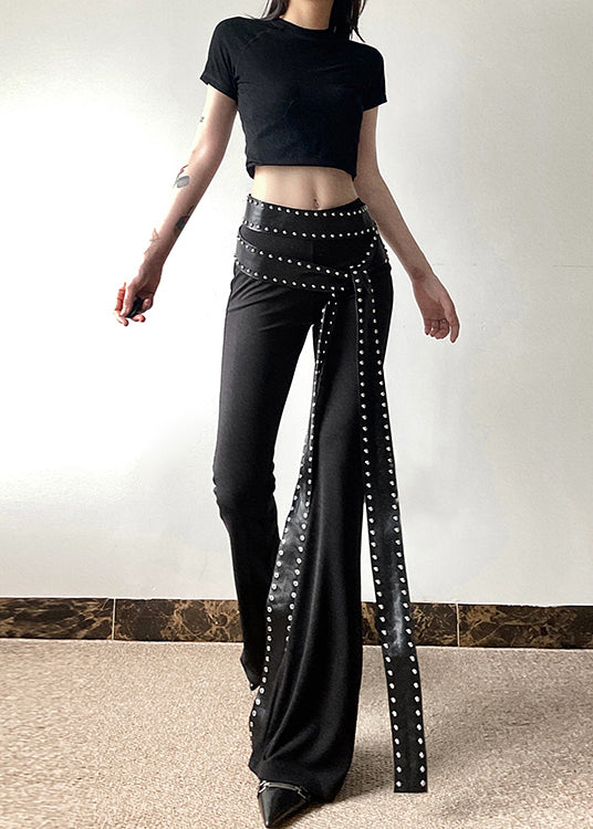 Stylish Black Tummy Control Bell-bottom Trousers Spring YF022 ABC