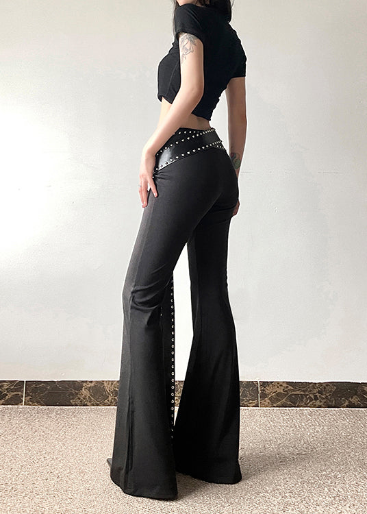 Stylish Black Tummy Control Bell-bottom Trousers Spring YF022 ABC