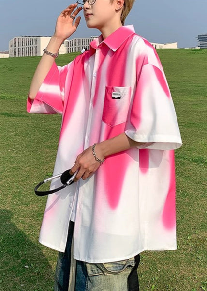 Tie Cotton Green Men Pockets Blackish Dye Shirts Stylish Half FashionChic