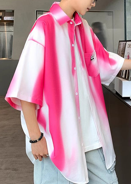 Tie Cotton Green Men Pockets Blackish Dye Shirts Stylish Half FashionChic