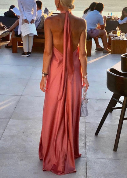 Maxi Sleeveless Cotton Blue Lace Up Dresses Stylish Backless FashionChic
