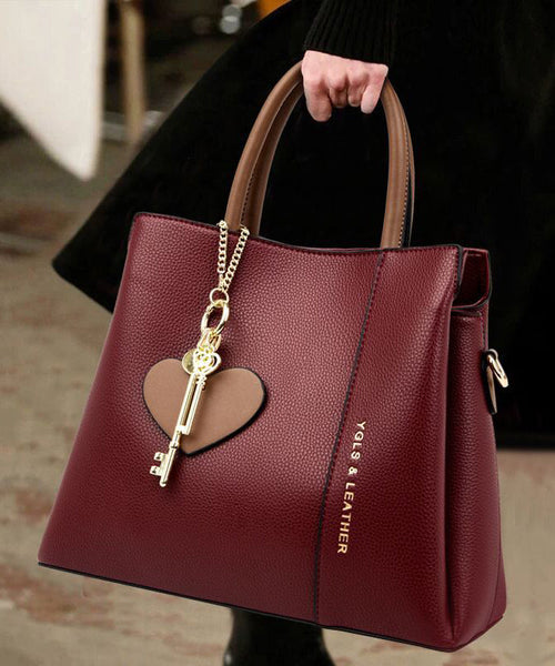 Stylish Blue Love High-capacity Faux Leather Tote Handbag MM002 Bag-BGS240620