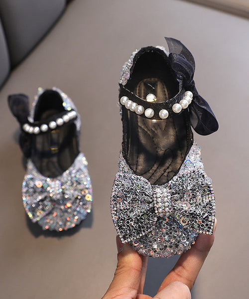 Shoes Stylish Kids Flat Bow Pearl Strap Blue Buckle For FashionChic