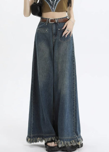 Stylish Blue Pockets High Waist Denim Pants Summer PP015 OM-NZ240827