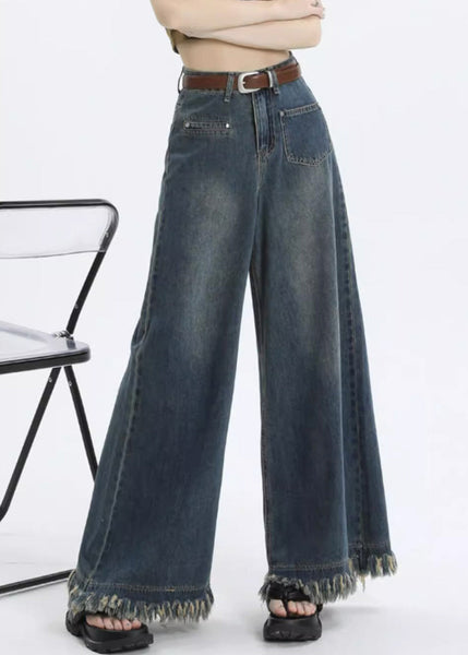Stylish Blue Pockets High Waist Denim Pants Summer PP015 OM-NZ240827