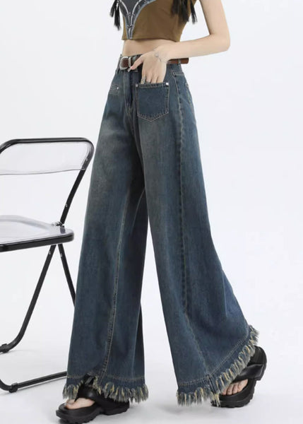 Stylish Blue Pockets High Waist Denim Pants Summer PP015 OM-NZ240827