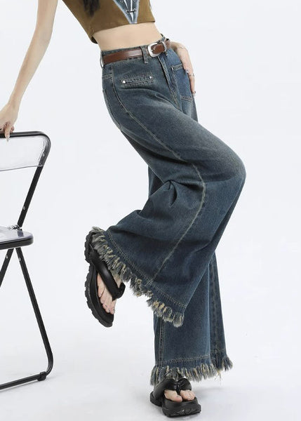 Stylish Blue Pockets High Waist Denim Pants Summer PP015 OM-NZ240827