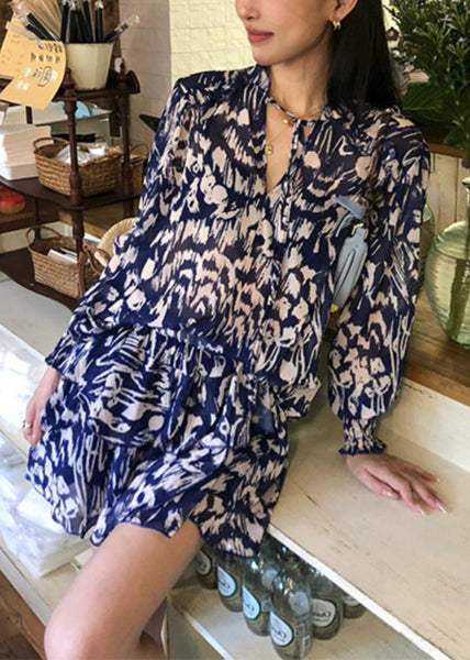 Cotton Two Stylish Blue Summer Print Pieces And Set Shirts Skirts FashionChic