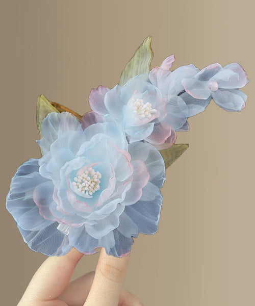 Blue Alloy Floral Hairpin Stylish Tulle FashionChic