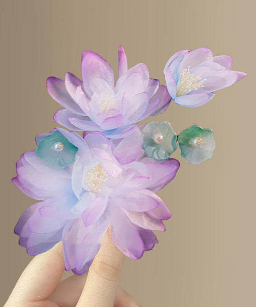 Blue Alloy Floral Hairpin Stylish Tulle FashionChic