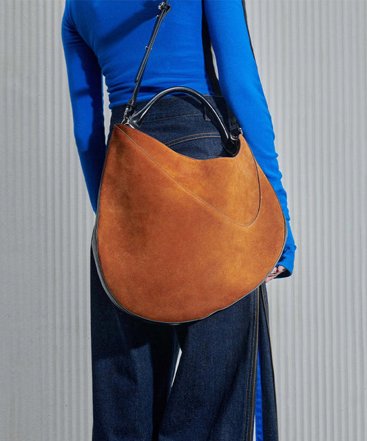 Stylish Brown Asymmetrical Large Capacity Suede Messenger Bag RB030 ABC