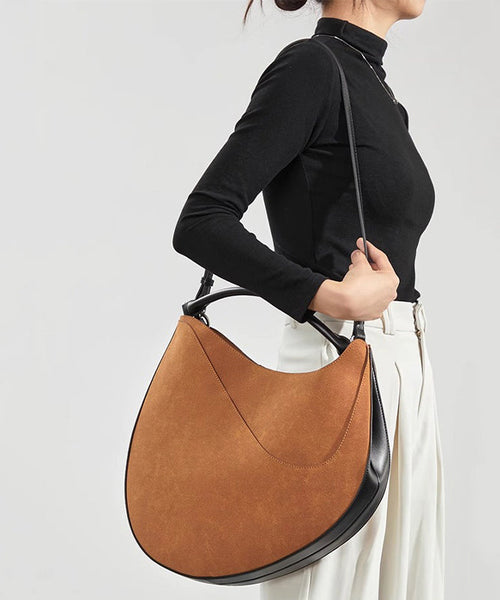 Stylish Brown Asymmetrical Large Capacity Suede Messenger Bag RB030 ABC