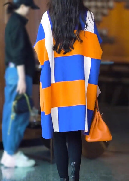 Stylish Colorblock Hign Neck Woolen Knit Dress Batwing Sleeve RF003 ABC