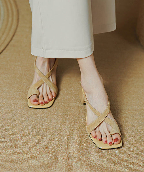 Stylish Comfy Splicing Chunky Heel Sandals Blue Suede XC1006 Ada Fashion