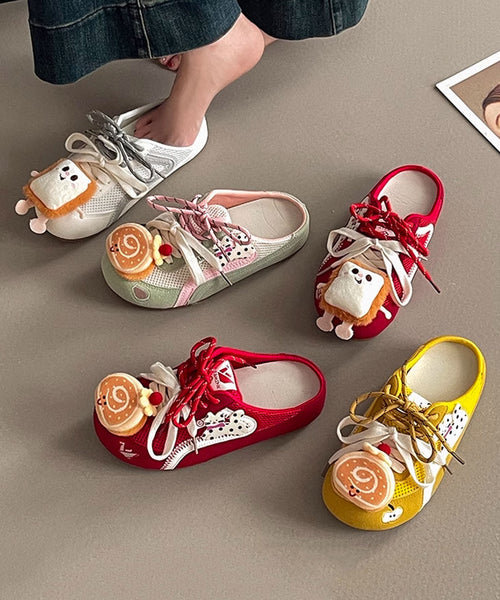 Sandals Breathable Lace Red Slide Stylish Mesh Up Cute FashionChic