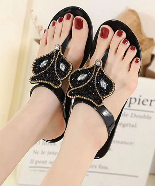 Stylish Flat Bottomed Transparent Crystal Flip Flops AP1047 shoe-LT240905