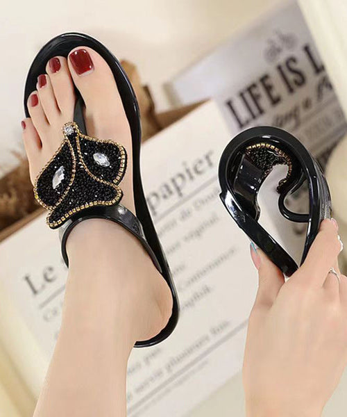 Stylish Flat Bottomed Transparent Crystal Flip Flops AP1047 shoe-LT240905